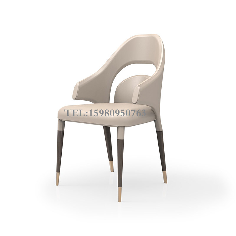 Postmodern Hong Kong-style light luxury sample house exhibition center negotiation table and chair combination model room dining room reception dining chair leisure chair