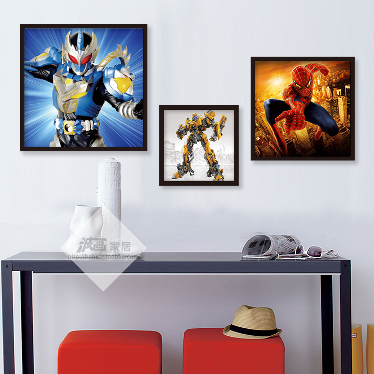 Spider Man Transformers Armour Armor Warriors children's room Boys Bedrooms decorated with cartoon cartoon Cartoon Hang Paintings