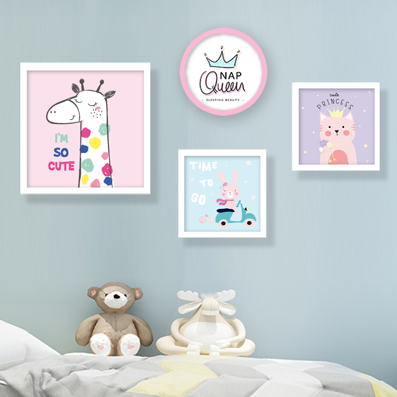 Children's room decoration painting pink cartoon cute princess room girl bedroom bedside painting room background wall mural