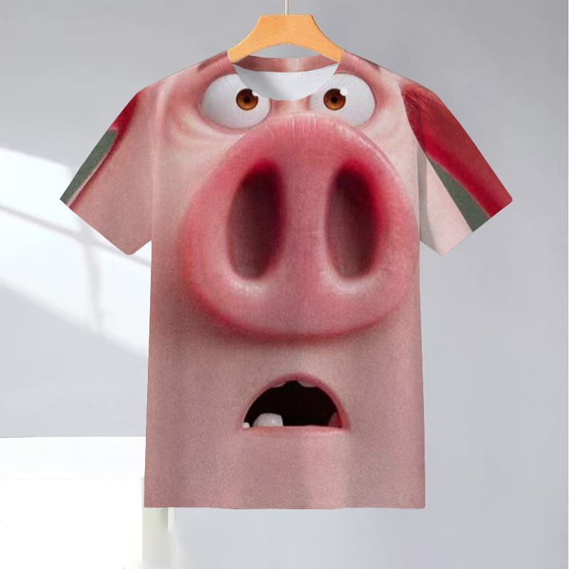 Funny Taiyi Zhenren Cartoon Spring and Summer New Style Short-Sleeved T-Shirt for Men, Women, and Children, Round Neck, Loose and Versatile Top