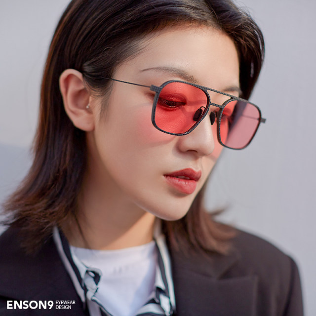 enson9 carbon fiber ultra-light night vision polarized sunglasses fashionable black frame sunglasses aviator trendyແວ່ນຕາ