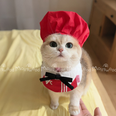 Носки для животных mollywood 猫来屋 红色厨师帽猫咪帽子猫咪变装帽猫咪围脖
