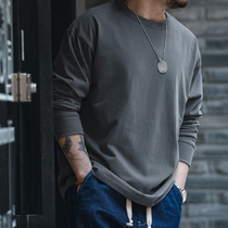 Madden overwear American vintage drop glue letter loose long sleeve T-shirt old print shoulder base shirt male tide body