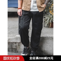 Madden overalls American black function Street tie pants autumn and summer leisure nine-point shrink trousers mens trend