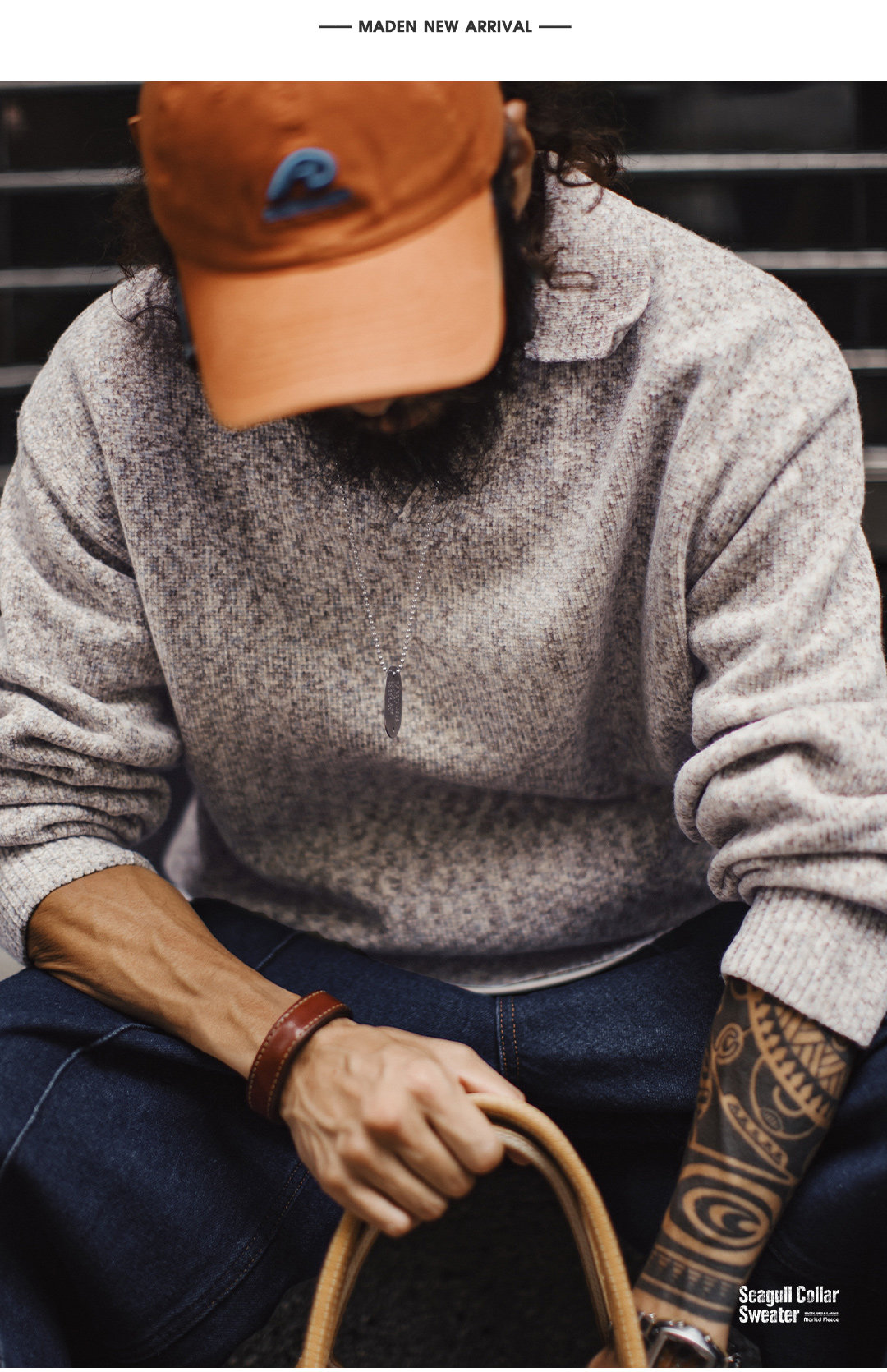 MADEN Seagull-Collar Knit Polo