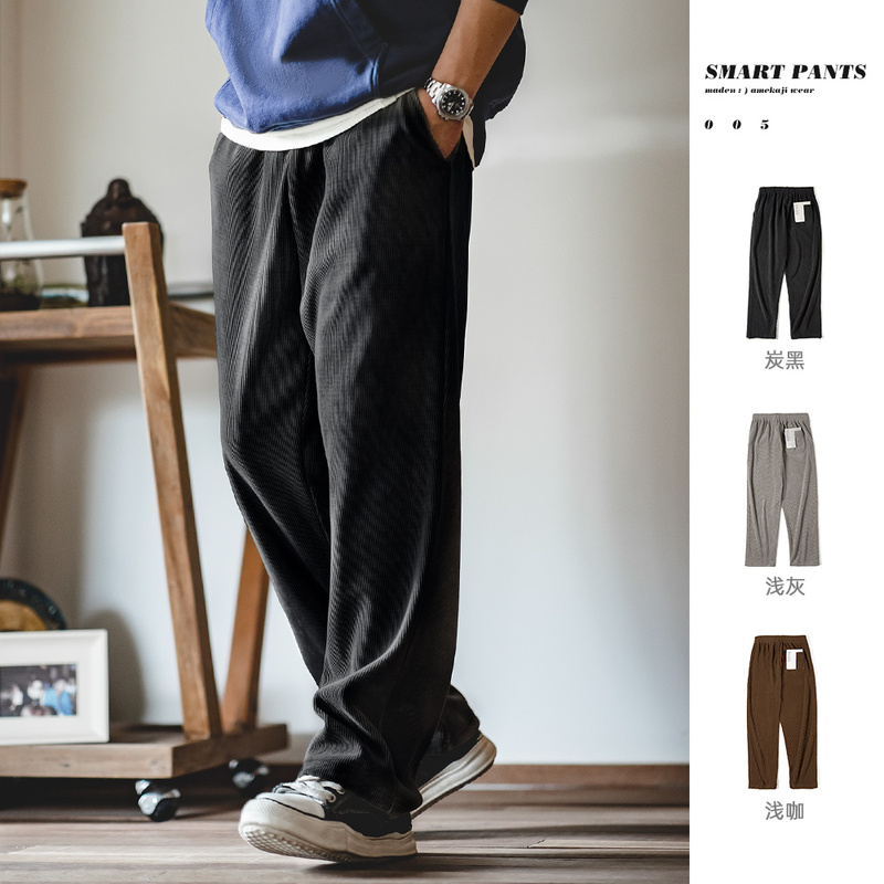 Madden Workwear American Casual Chenille Drape Smart Straight-Leg Pants Imitation Corduroy Melard Pants for Men Autumn