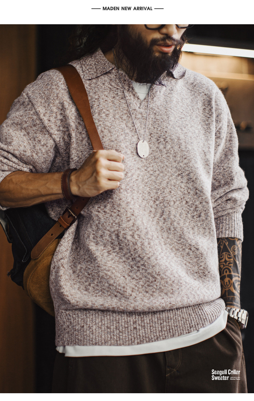 MADEN Seagull-Collar Knit Polo