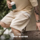 Madden Workwear American Retro Cottonseed Shell Shorts Beige Loose Straight Lumberjack Casual Pants Men Summer