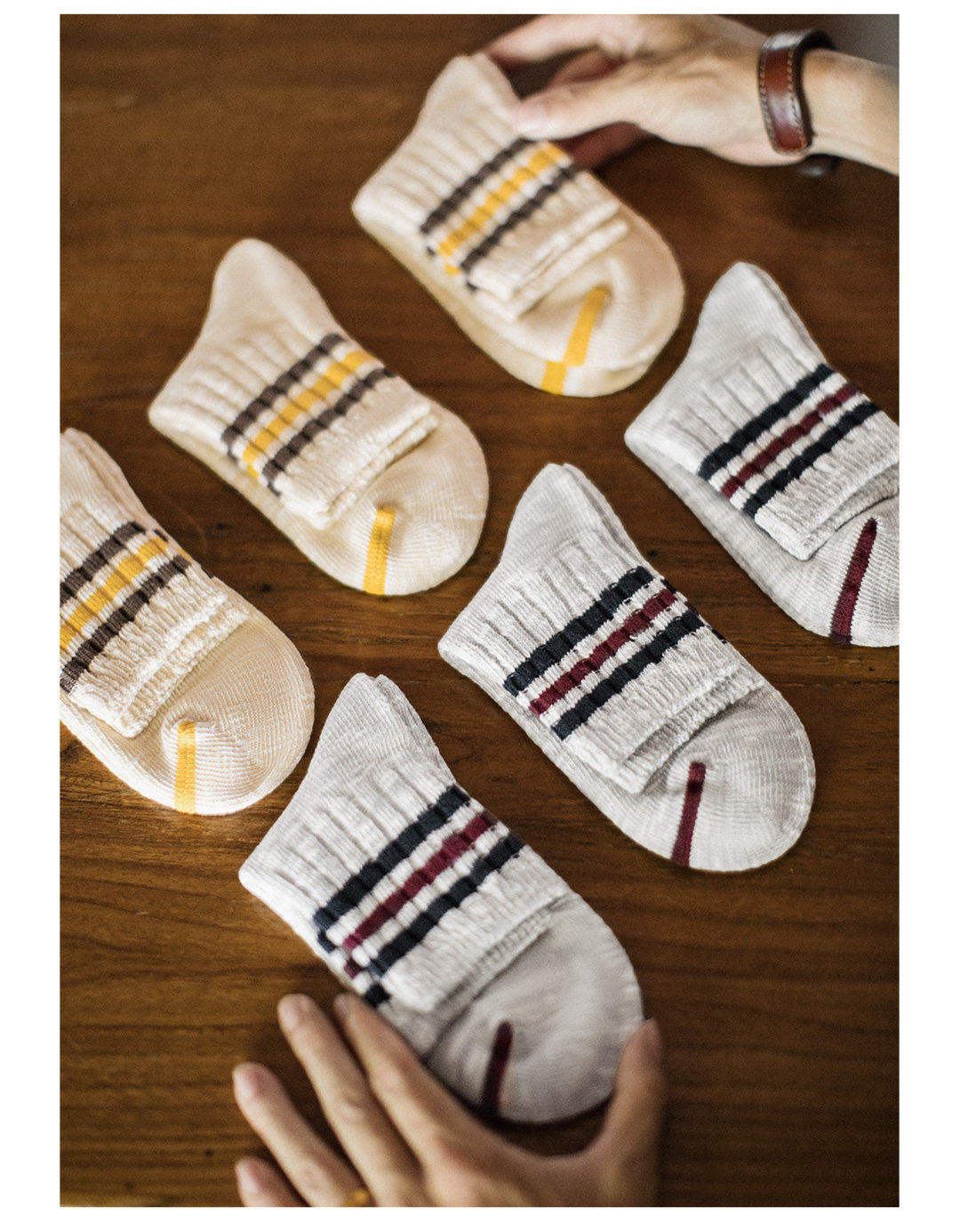 MADEN Striped Contrast Crew Socks
