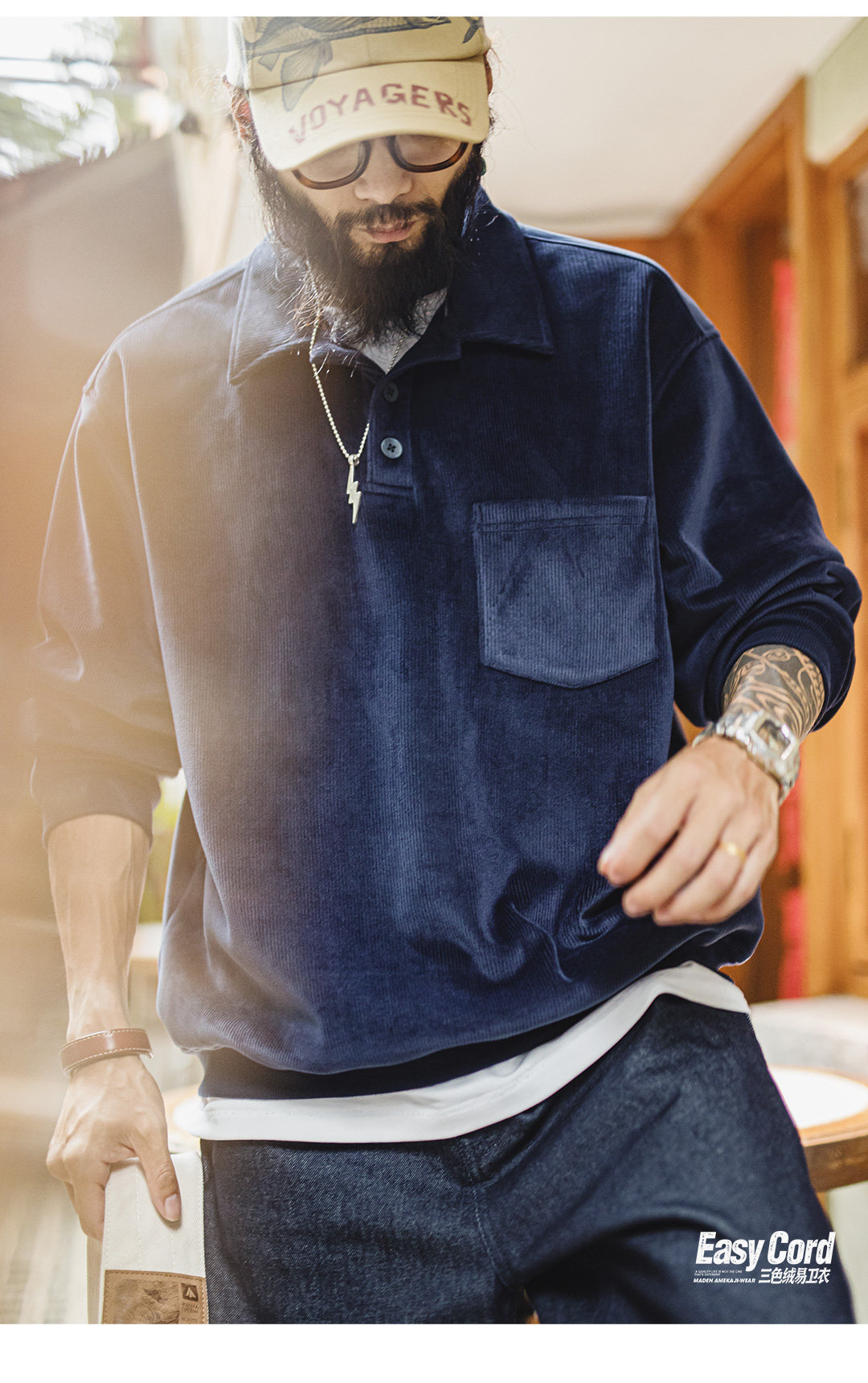 MADEN Corduroy Loose Pullover Sweatshirt