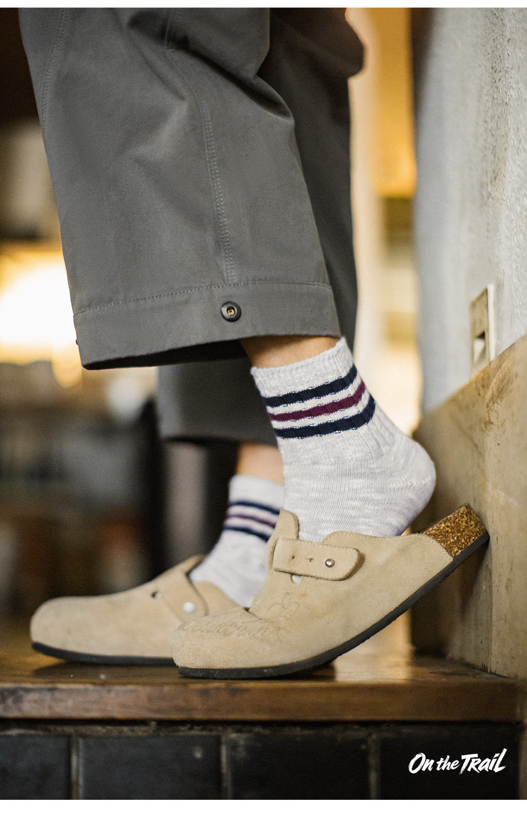 MADEN Striped Contrast Crew Socks