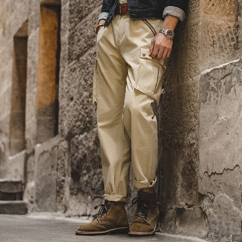 Madden Workwear American Retro Pure Cotton Outdoor Sports Motorcycle Pants with Pockets Straight-Leg Casual Trousers for Men Autumn and Winter