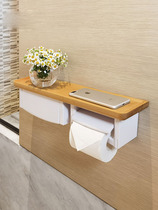 Free paper hole towel rack toilet toilet walnut solid paper Wall Wall wooden roll holder storage towel box