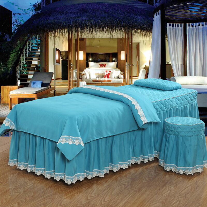 Beauty khăn trải giường gia đình bốn gia đình bốn mới bìa đơn giản massage thẩm mỹ viện giường đặc biệt có thể được tùy chỉnh với lỗ - Trang bị tấm các mẫu ga giường spa
