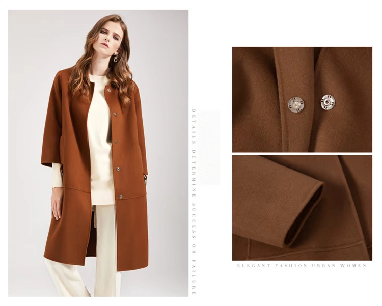 Áo châu Âu làm bằng tay áo hai mặt cashmere mùa đông dài ba phần tư tay áo len chia áo len - Trung bình và dài Coat