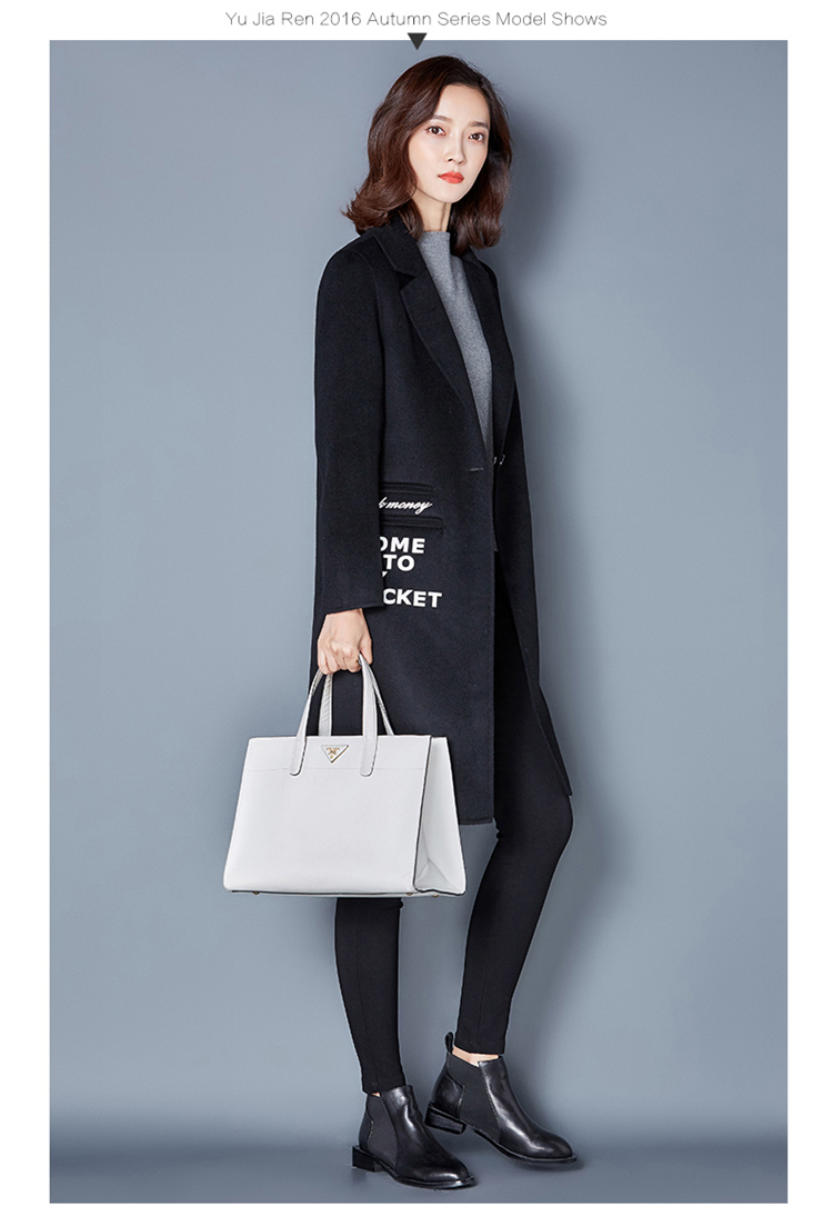 Áo khoác hai mặt chính hãng mùa thu và mùa đông Hàn Quốc của phần dài in áo len cashmere màu đen - Áo Hàn Quốc áo dạ choàng nữ dáng dài