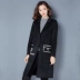 Áo khoác hai mặt chính hãng mùa thu và mùa đông Hàn Quốc của phần dài in áo len cashmere màu đen - Áo Hàn Quốc Áo Hàn Quốc