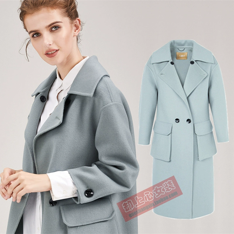 Áo len cổ điển châu Âu 2019 mùa thu và mùa đông Quần áo cashmere hai mặt sang trọng giữa châu Âu và Mỹ - Trung bình và dài Coat