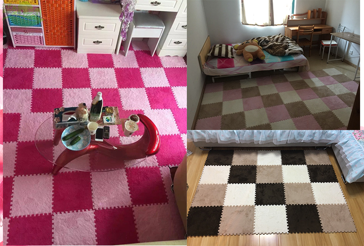 Khâu thảm phòng khách phòng ngủ vuông xốp mat dày đầy đủ da lộn câu đố trẻ em đầu giường chăn tham van phong