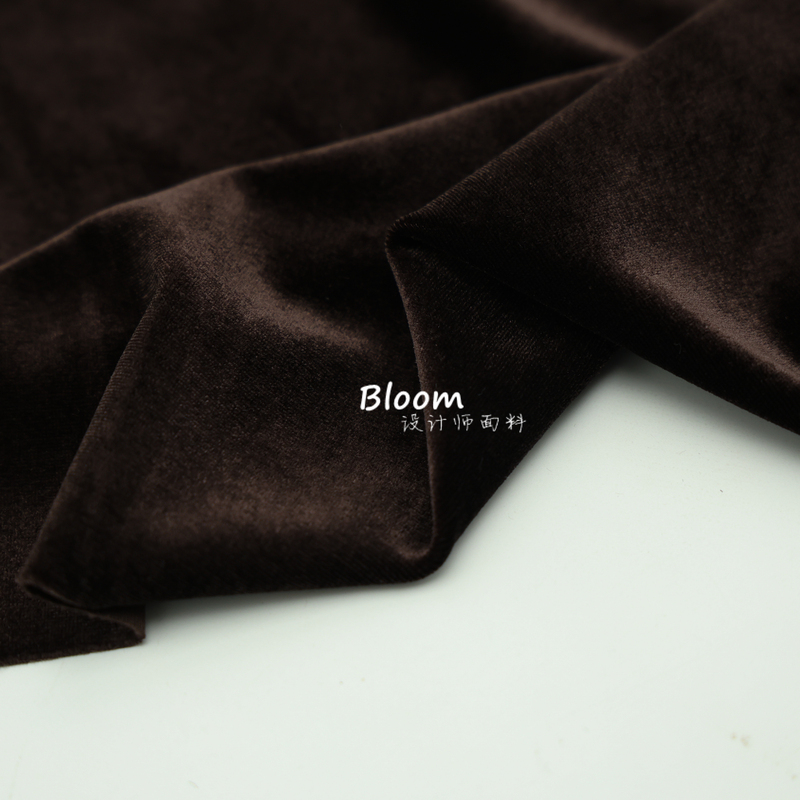 Elastic Ultra-Fine Velvet Chocolate Dark Coffee Color Gold Velvet Fabric Cheongsam Cloak Hanfu Fabric