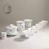 Hand-painted fish fun Kung Fu tea set Office with three fish figure thin tire white porcelain cover bowl Household simple tea set