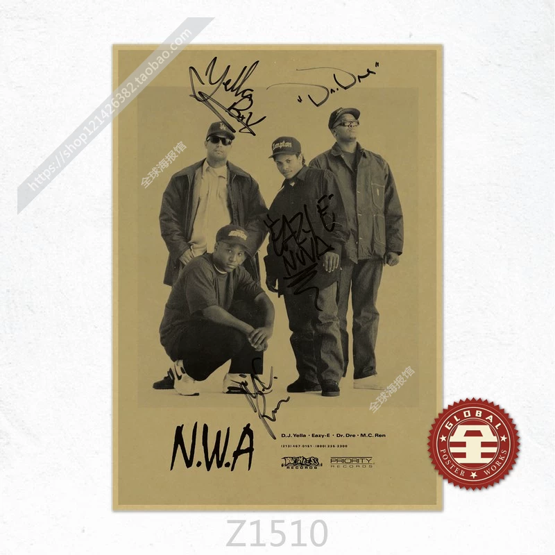Плакат декоративная картина в стиле хип-хоп ретро из кожаной кожи N.W.A Niggaz with Attumes