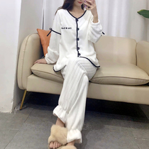 2021 New Sleepwear Lady Flannel Spring Autumn Winter Long Sleeve Thickened Warm Coral Suede Home Suit Suit
