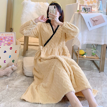 And conserved sleepwear womens autumn winter style coral suede sweet and small fresh thickened long-band pyjamas sleeping bathrobe winter