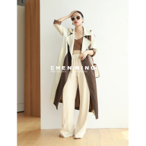 Lemon Chen unique and simple to pick up art fine-spun wool acetate inner lining covetbelt windsuit