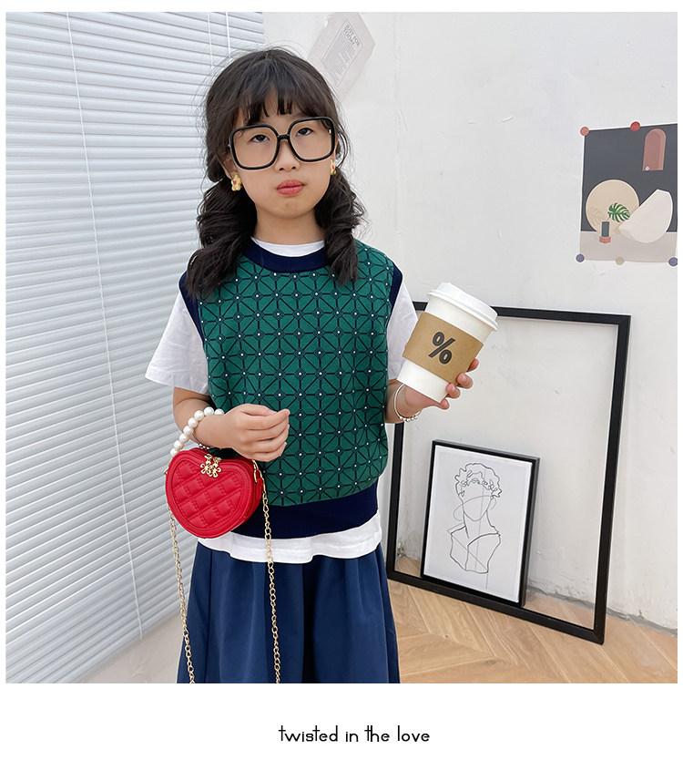 New children's small round bag 2021 new style fashionable diamond-shaped little Chanel mini single-shoulder bag chain stylish crossbody bag undefined