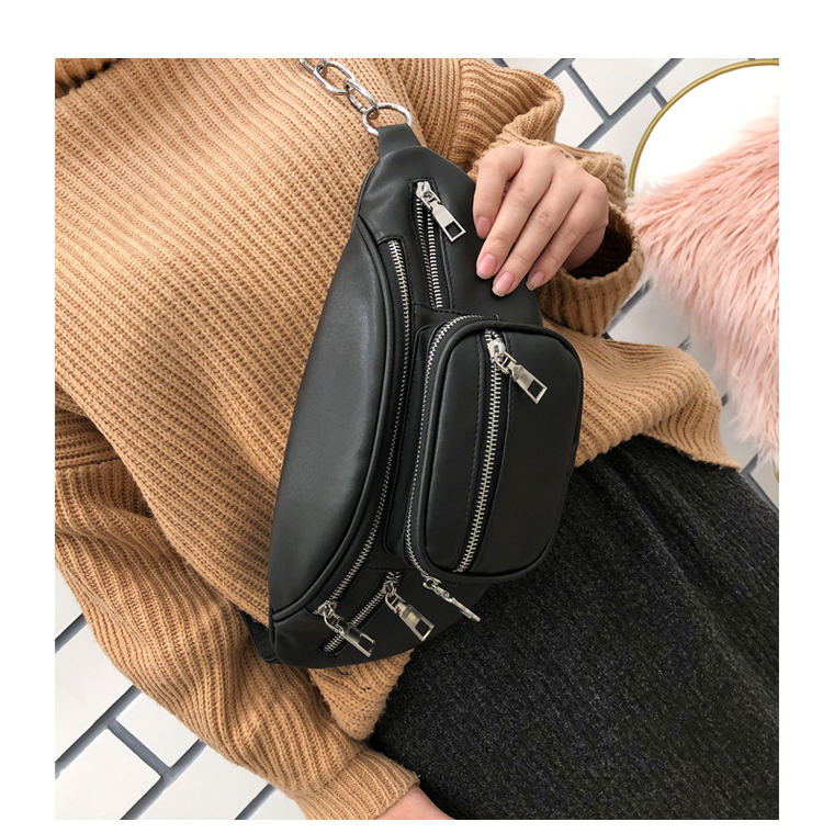 Unisex Elegant Streetwear Solid Color PU Waist Bags display picture 10