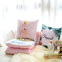 Nordic style flawless plush sofa car cuddle with pillowy quilts for two-use nap pillows cute with pillows