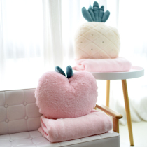 Faux rabbit peach pink hand warm pillow girl heart lunch break coral velvet blanket two-in-one dual-use pillow
