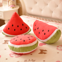 Plush big watermelon leaning on pillowy home car office sofa bedroom Childrens room decorated bed with pillow cushions