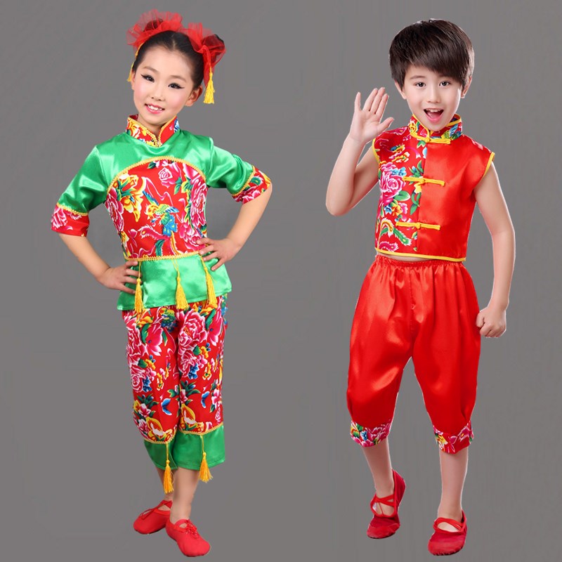 Trẻ em mới Giáng sinh Trang phục ngày đầu năm Cô gái lễ hội khiêu vũ quốc gia Quần áo biểu diễn múa Yangko Quần áo múa trẻ em trang phục biểu diễn trẻ em