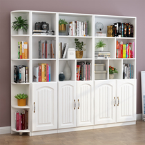 Bookshelf shelf solid wood environmental protection with door Childrens simple bookcase living room space storage locker sub-floor bookcase
