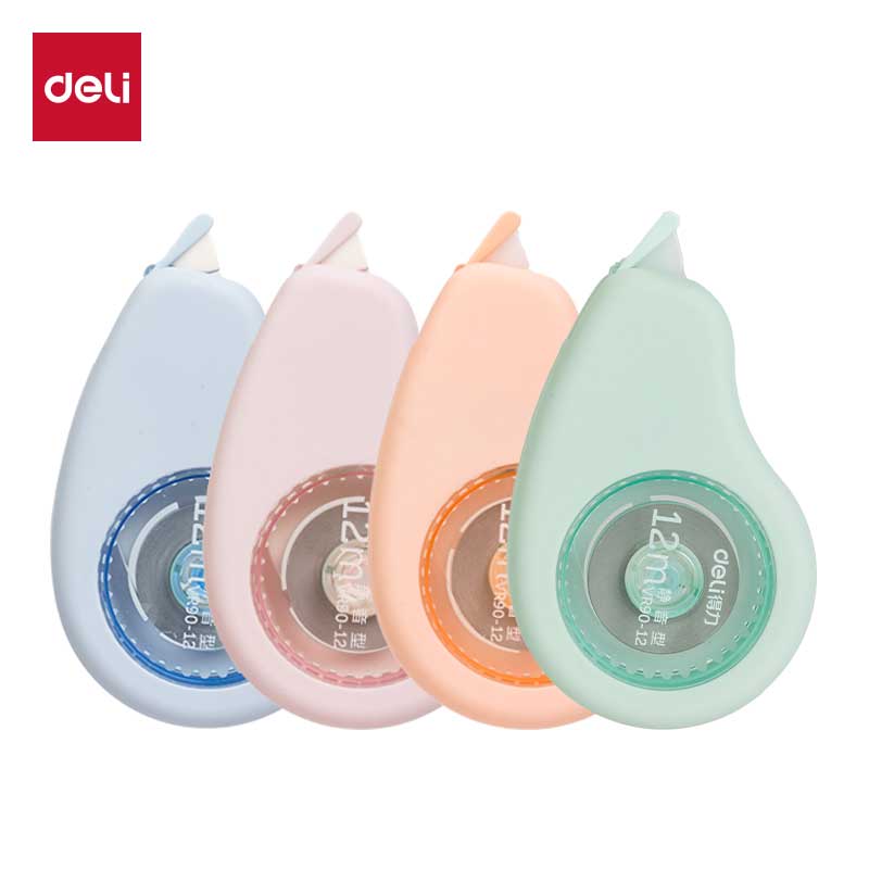 Deli VR90 soft rubber, drop-resistant, light sound correction tape, 12m/20m, large capacity, high-looking correction tape for students