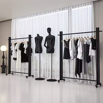 Clothes display rack clothing store floor-standing special rack iron black clothes hanger mens and womens clothing store display rack