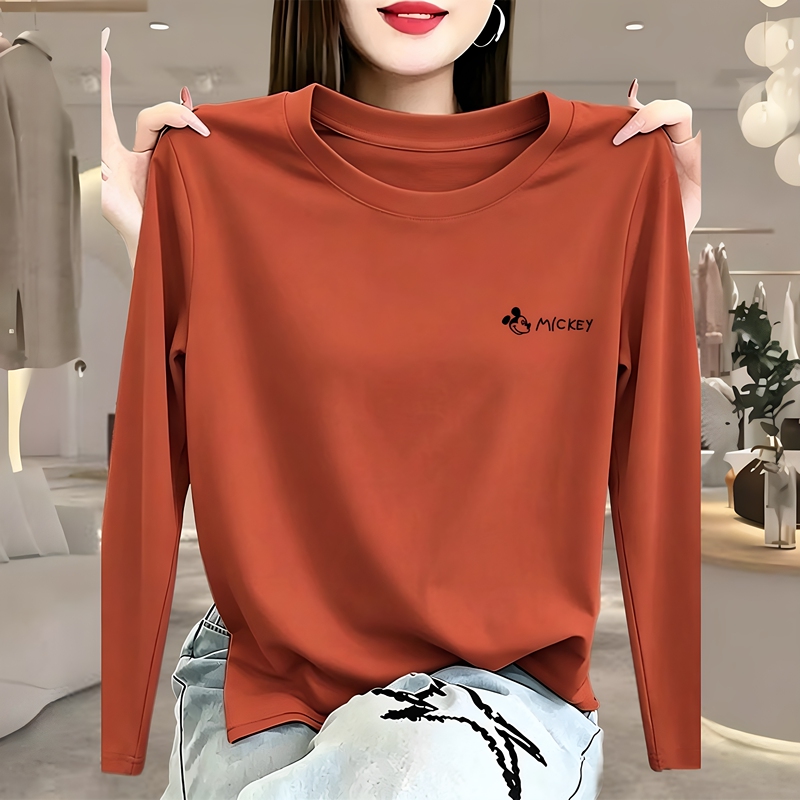 Pure Cotton Long-Sleeve T-Shirt for Women, Loose Fit, Plus Size, Middle-Aged Mom Style, Slimming, Autumn Belly-Covering Top, Base Layer Shirt Pure Cotton Long-Sleeve T-Shirt for Women, Loose Fit, Plus Size, Middle-Aged Mom Style, Slimming, Autumn Belly-Covering Top, Base Layer Shirt