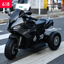 Childrens electric motorcycle boy and girl tricycle baby child can sit on a battery car double drive remote control toy car