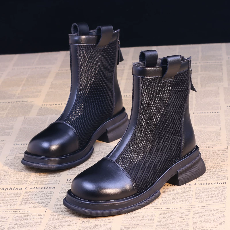Martens, breathable universal thin mesh low boots, genuine leather