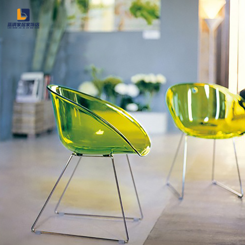 Modern minimalist metal feet net red crystal chair European fashion devil chair transparent dining chair acrylic coffee chair