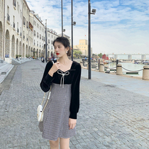 Dengs six-way-style retro coarse floras short skirt high waist display slim lead butterfly knot velvet small sub-dress