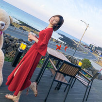 Hainan Sanya beach dress women seaside long skirt 2021 new tea card Salt Lake red dress summer