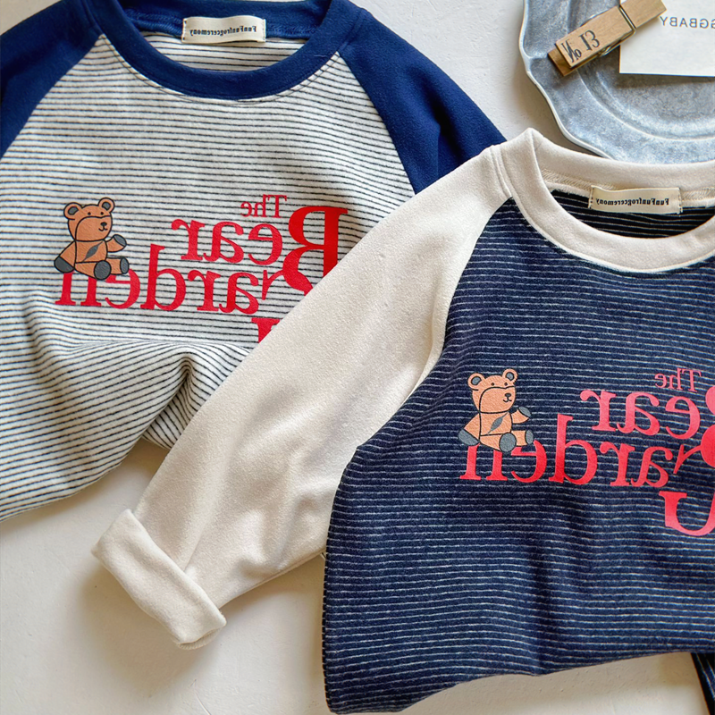 Ocean gas men and women small and medium children Striped Duvet Palate Winter New Cartoon Warm Inner Hitch Undershirt-Taobao