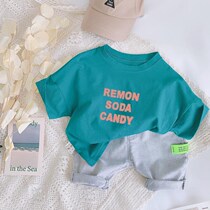 Summer new mens and womens short-sleeved tops childrens half-sleeved T-shirts baby casual all-match tops childrens summer clothes