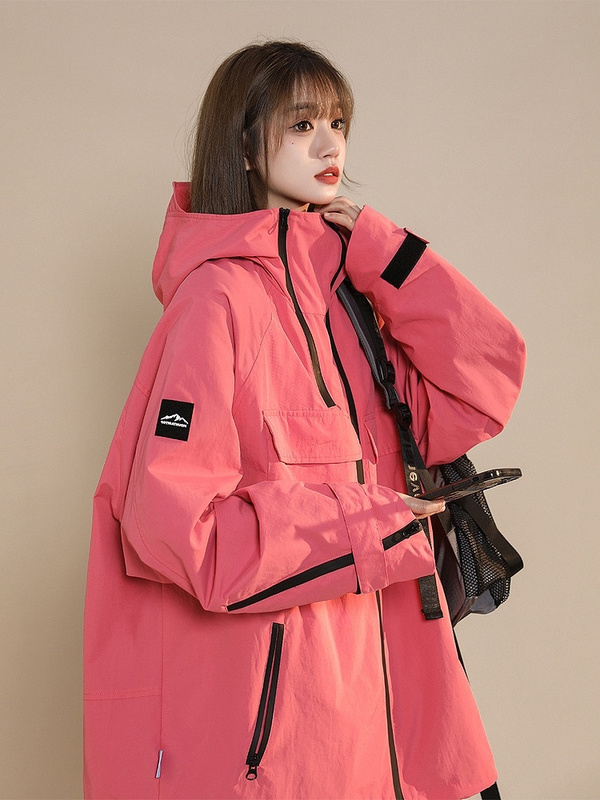 Japanese Style Retro White Oversize Hooded Jacket for Women, Spring and Summer Style, Large Size 150kg Loose Jacket, Windbreaker