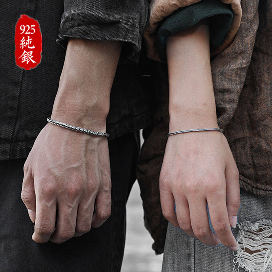 S925 sterling silver couple snake bone bracelet a pair of 2022 new trendy Tanabata Valentine's Day gift for male and female friends