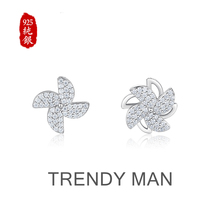 Sterling silver rotatable exquisite windmill earrings womens summer light luxury temperament will turn small windmill earrings tide high-end sense