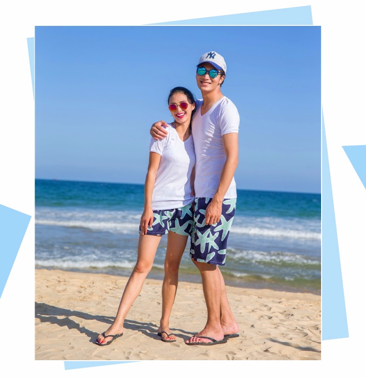 Quần short mới nhanh khô bên bờ biển kỳ nghỉ vài chiếc quần đi biển nam và nữ lỏng lẻo thường xuyên quần năm điểm cỡ lớn thời trang thủy triều - Quần bãi biển 	quần áo đi biển giá rẻ	